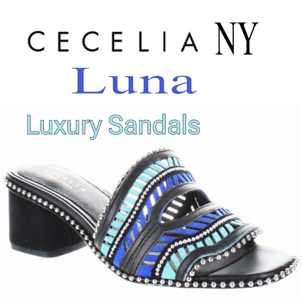🎀NIB Cecelia New York Metalic Beads Heel Slide Sandal W dust bag